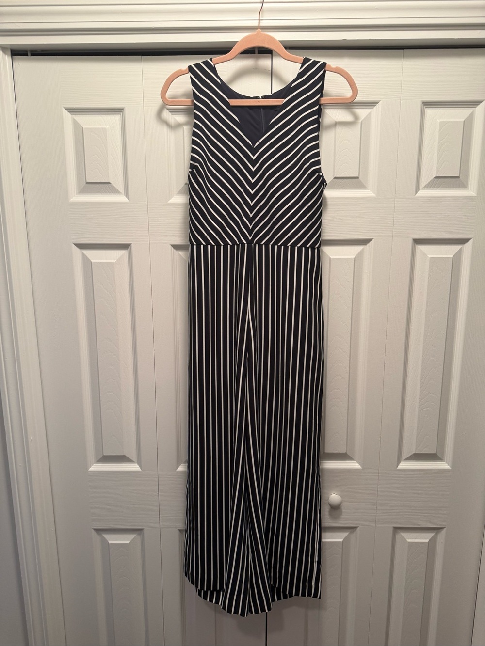 Navy & White Striped Sleeveless Jumpsuit
